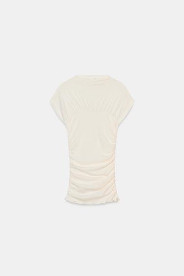 TOP DRAPEADO - Blanco roto de Zara - Imagen 0