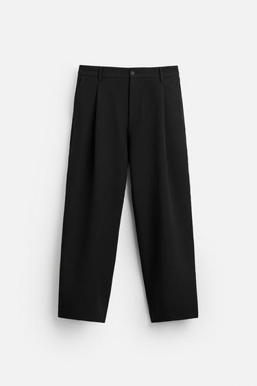 PANTALÓN RELAXED FIT PLIEGUES - Negro de Zara