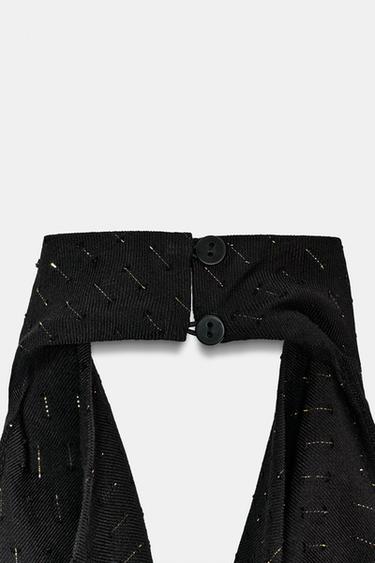 METALLIC THREAD HALTER TOP - Black by Zara