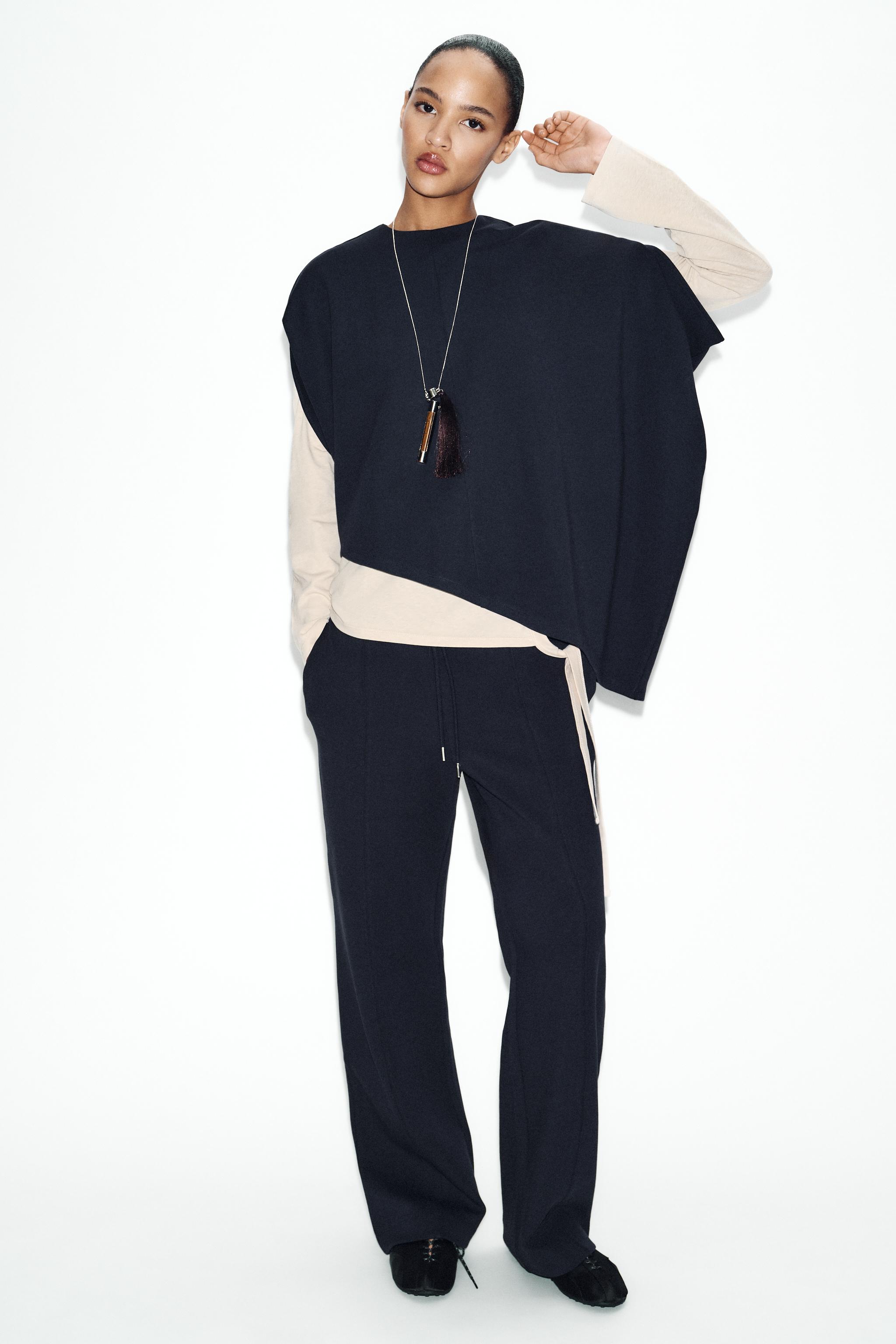 ASYMMETRIC INTERLOCK CAPE - Navy blue | ZARA United States