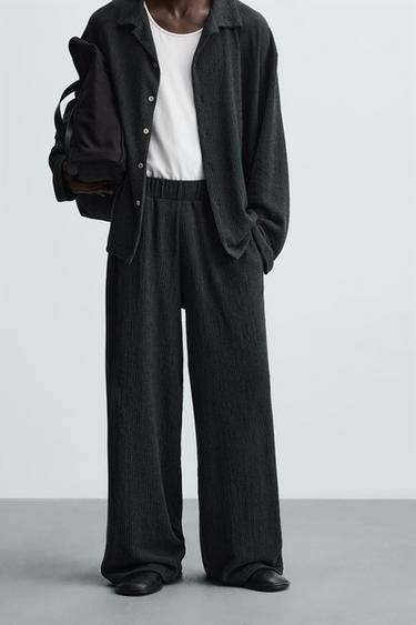 JACQUARD TEXTURED TROUSERS - Blue grey by Zara