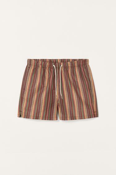 STRIPED LIMITED EDITION MID-LENGTH SWIMMING TRUNKS - Multicoloured by Zara
