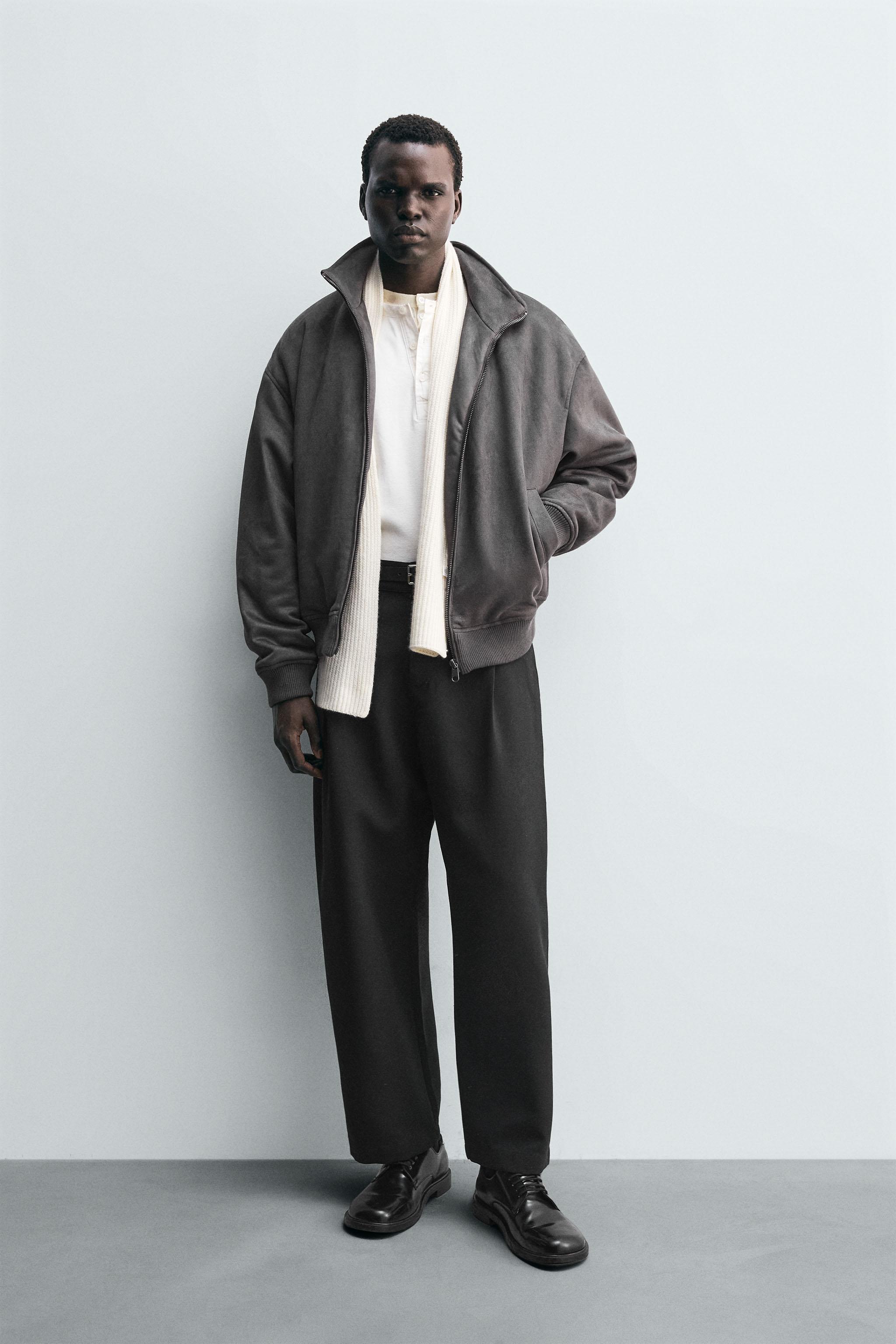 【maru】黒 スエード 長袖ジャケット フェイクスエードジャケット - カーボングレー | ZARA Japan / 日本