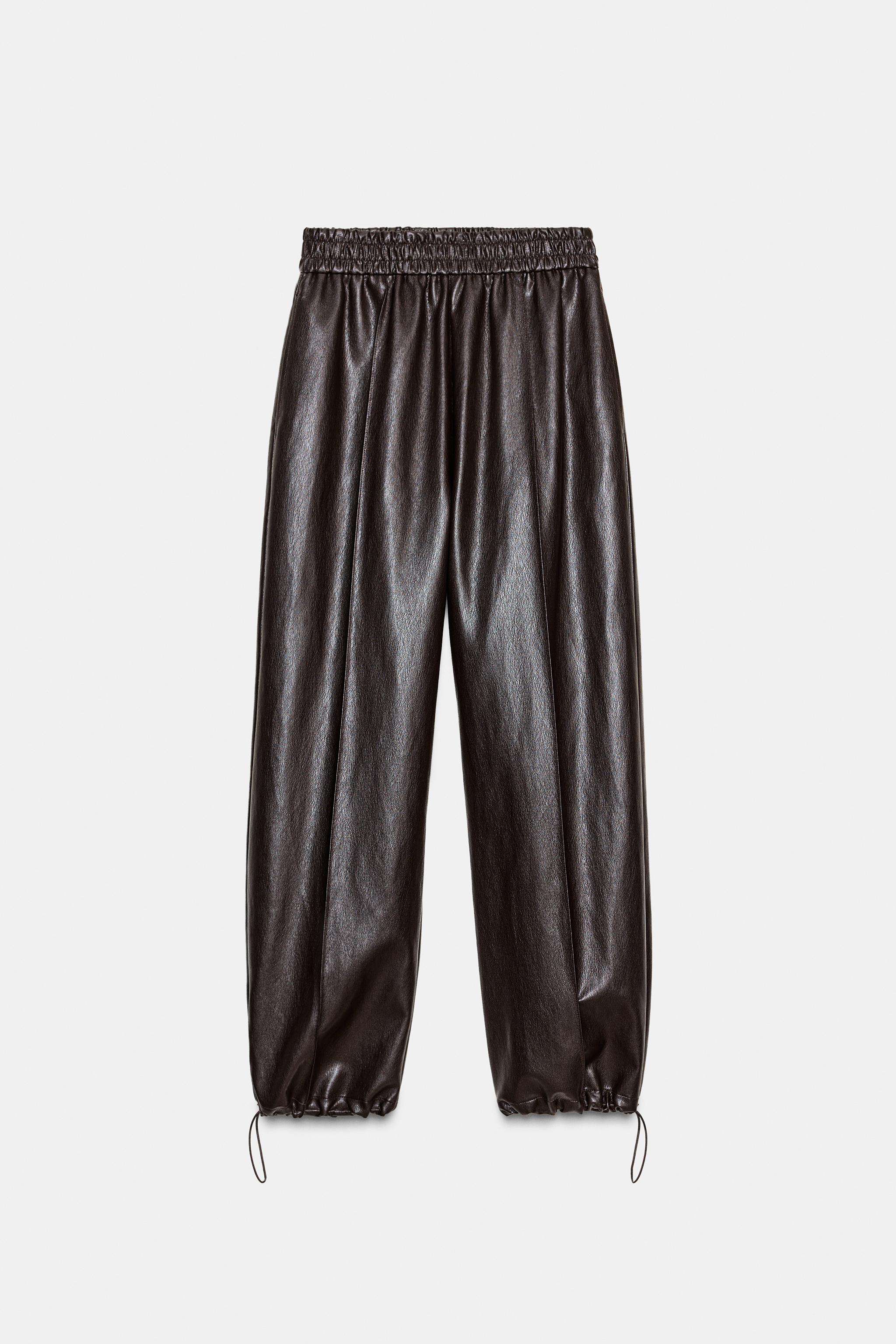 FAUX LEATHER BALLOON PANTS