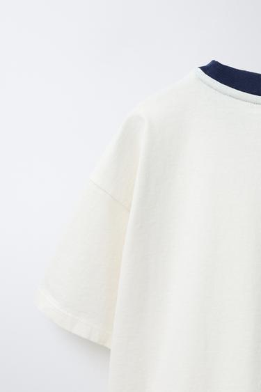 T-SHIRT COL CONTRASTE - Écru de Zara - Image 3