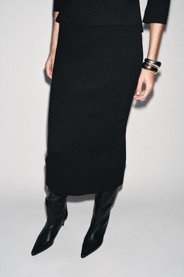JUPE MIDI EN MAILLE - Noir de Zara - Image 4
