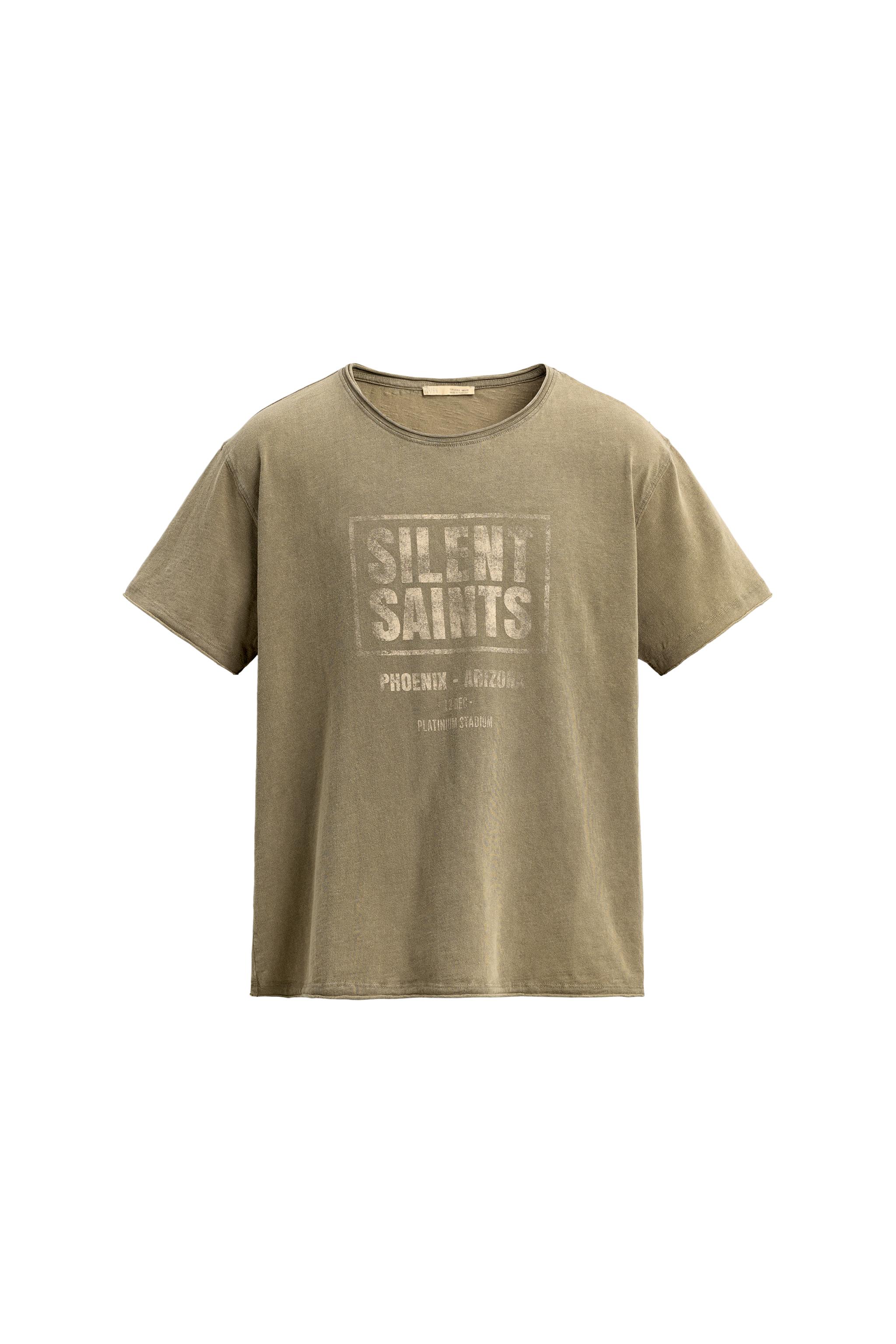 WASHED T-SHIRT WITH SLOGAN PRINT - camel | ZARA United Kingdom