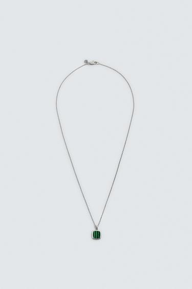 CHAIN WITH STONE PENDANT - Silver by Zara