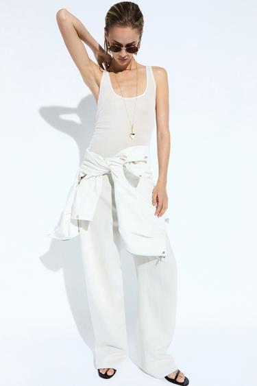Top tirantes con algodón - Blanco de Zara