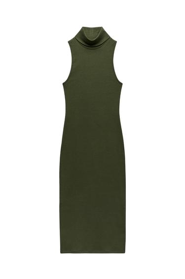 HIGH COLLAR RIB DRESS