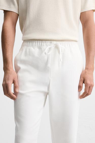 PANTALON AVEC TAILLE STYLE JOGGING CONFORT - Blanc cassé de Zara - Image 4