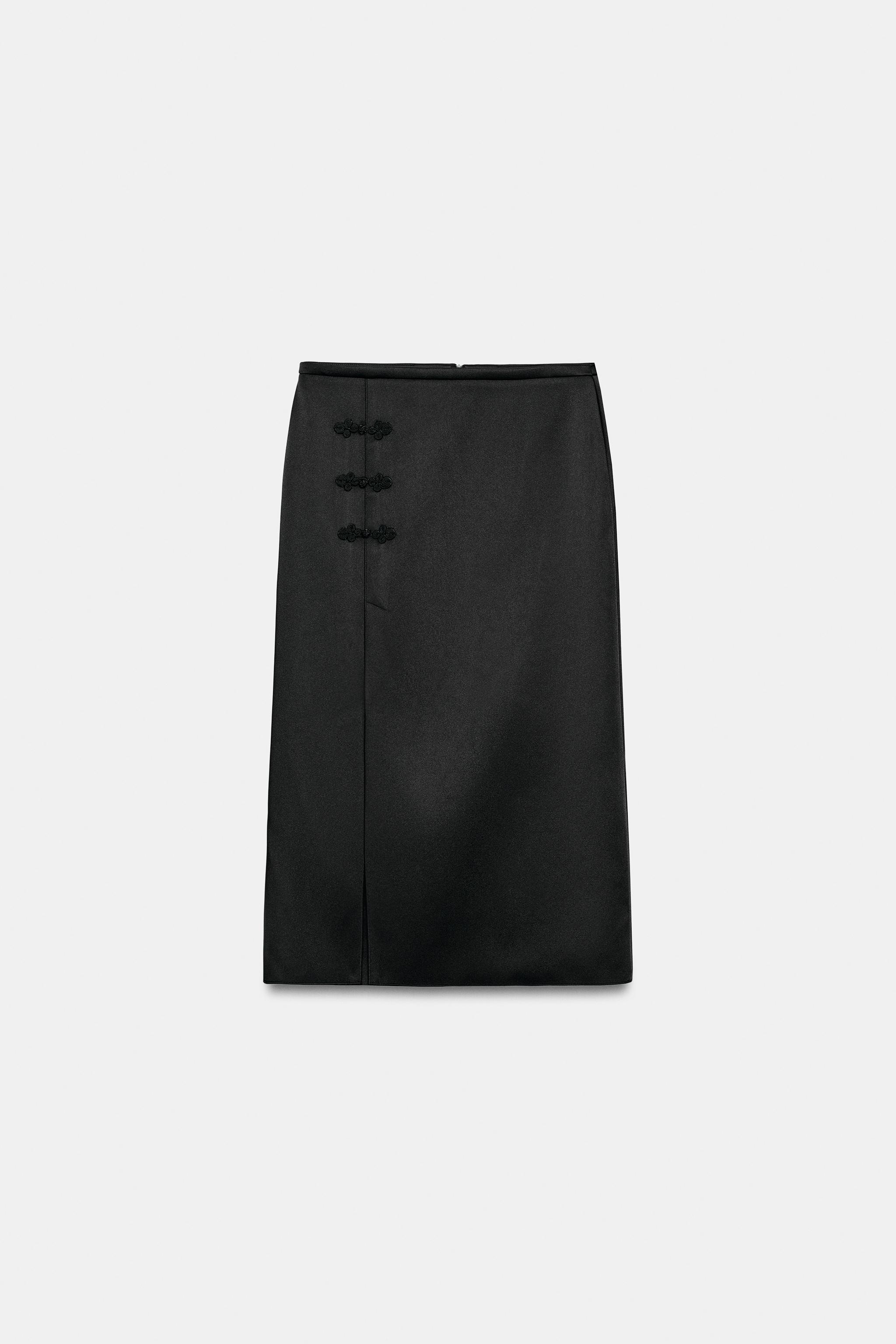 Женские юбки Zara SATIN EFFECT FROG FASTENING SKIRT ZW COLLECTION — фото 4