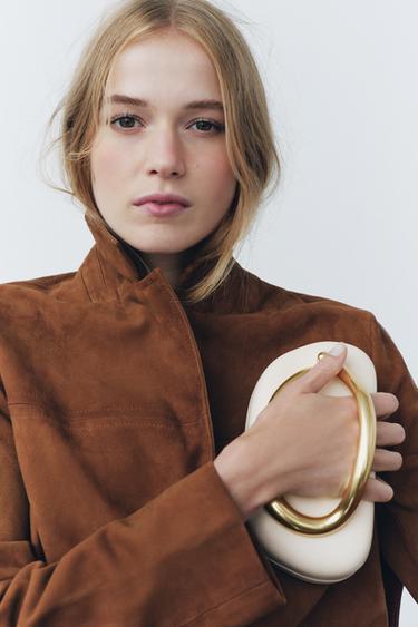 Zara GOLD CLASP BOX BAG - white