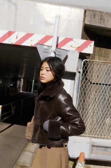 더블 페이스드 페이크 퍼 점퍼 - Zara 브라운