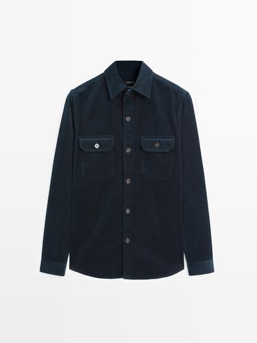 Zara Corduroy overshirt with pockets - Navy blue