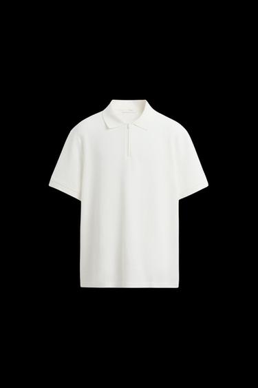 POLOSHIRT MIT KRAGEN UND REISSVERSCHLUSS - Cremefarben von Zara - Bild 0