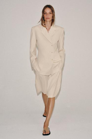 ZW COLLECTION LIMITED EDITION WOOL BLEND STRAIGHT BLAZER - Beige by Zara
