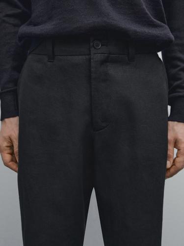 Zara Lightweight 100% linen trousers - Black