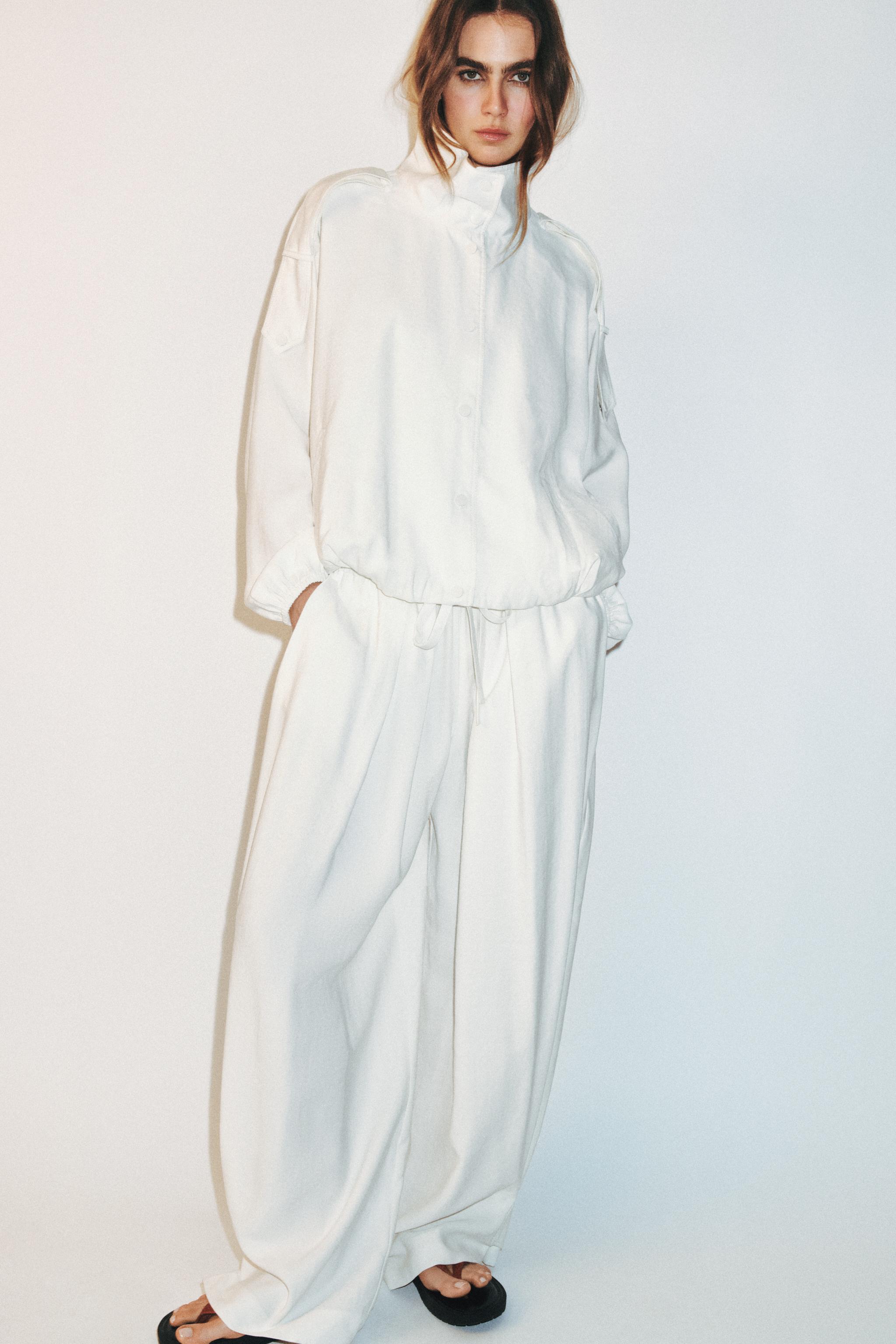 swag完売品 レア ZARA ホワイト レザージャケット soko君 HIGH COLLAR JACKET - Oyster-white | ZARA United States
