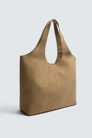 LEATHER TOTE BAG - Sand Brown by Zara - Image 1