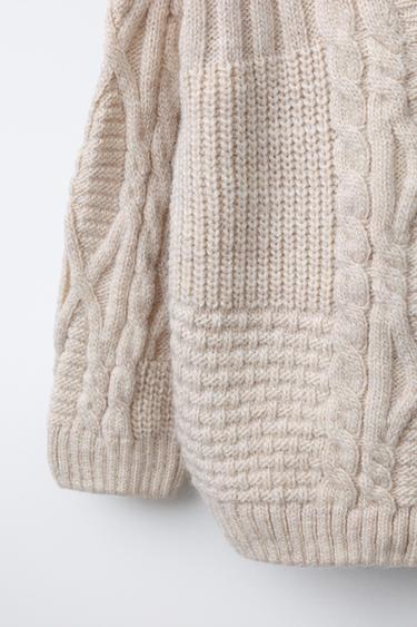 GILET EN MAILLE PATCHWORK - Écru de Zara - Image 3