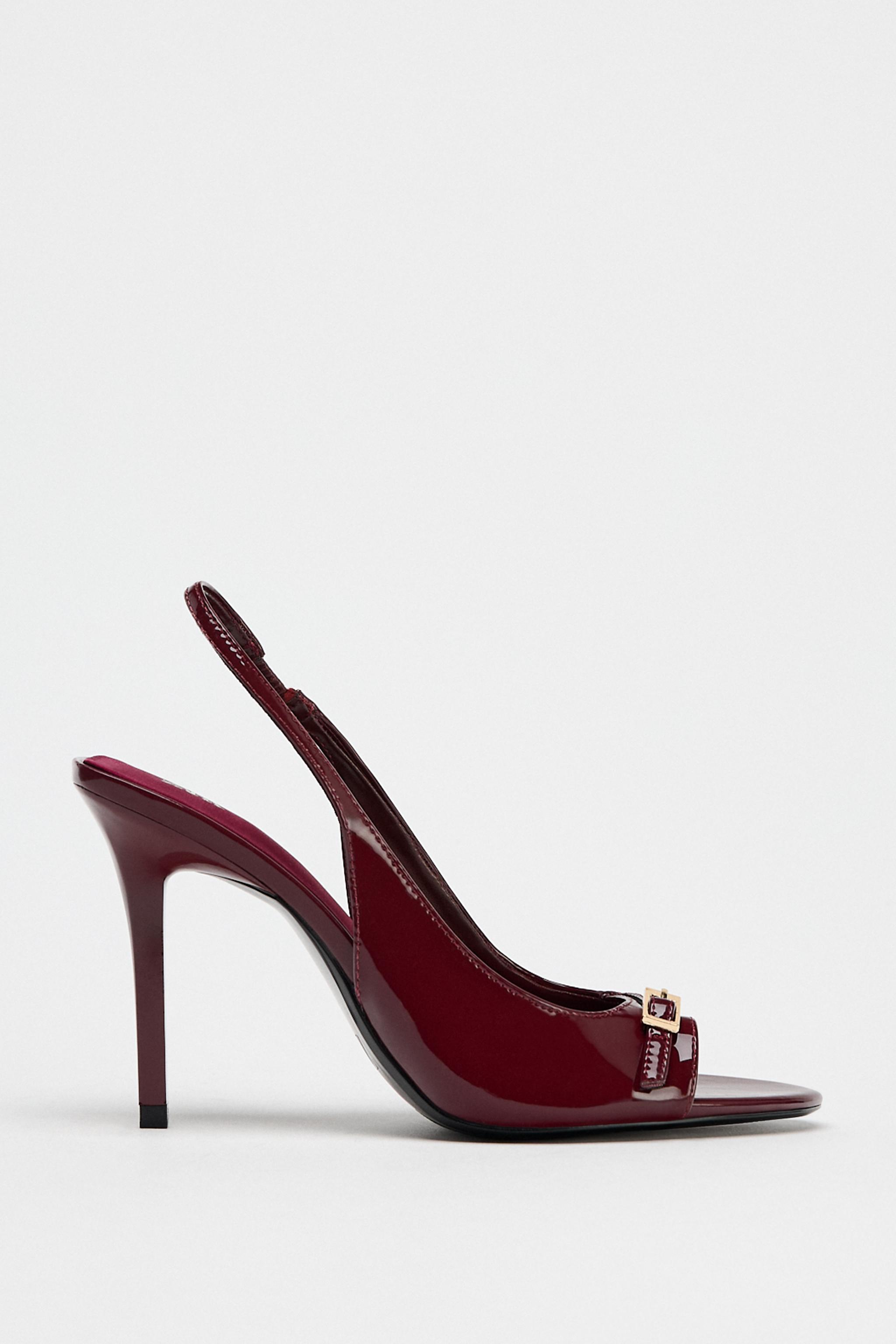 PATENT FINISH HEELED SANDALS - Black | ZARA United States