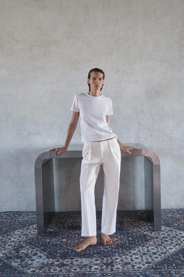 T-SHIRT INTERLOCK À MANCHES COURTES - Blanc de Zara - Image 2