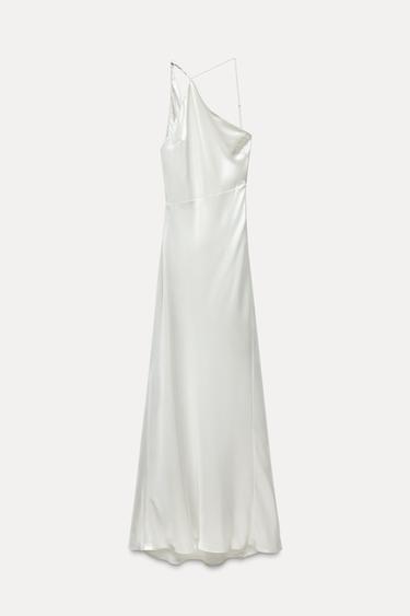 ДЛИННОЕ ПЛАТЬЕ АСИММЕТРИЧНОГО КРОЯ ИЗ БЛЕСТЯЩЕЙ ТКАНИ — СЕРЕБРИСТЫЙ от Zara — изображение 0