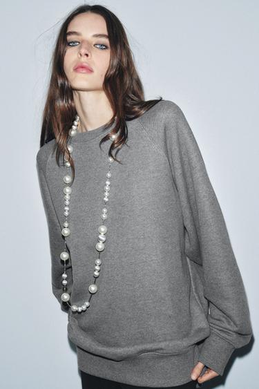 OVERSIZE RIB SWEATSHIRT - Grey marl by Zara