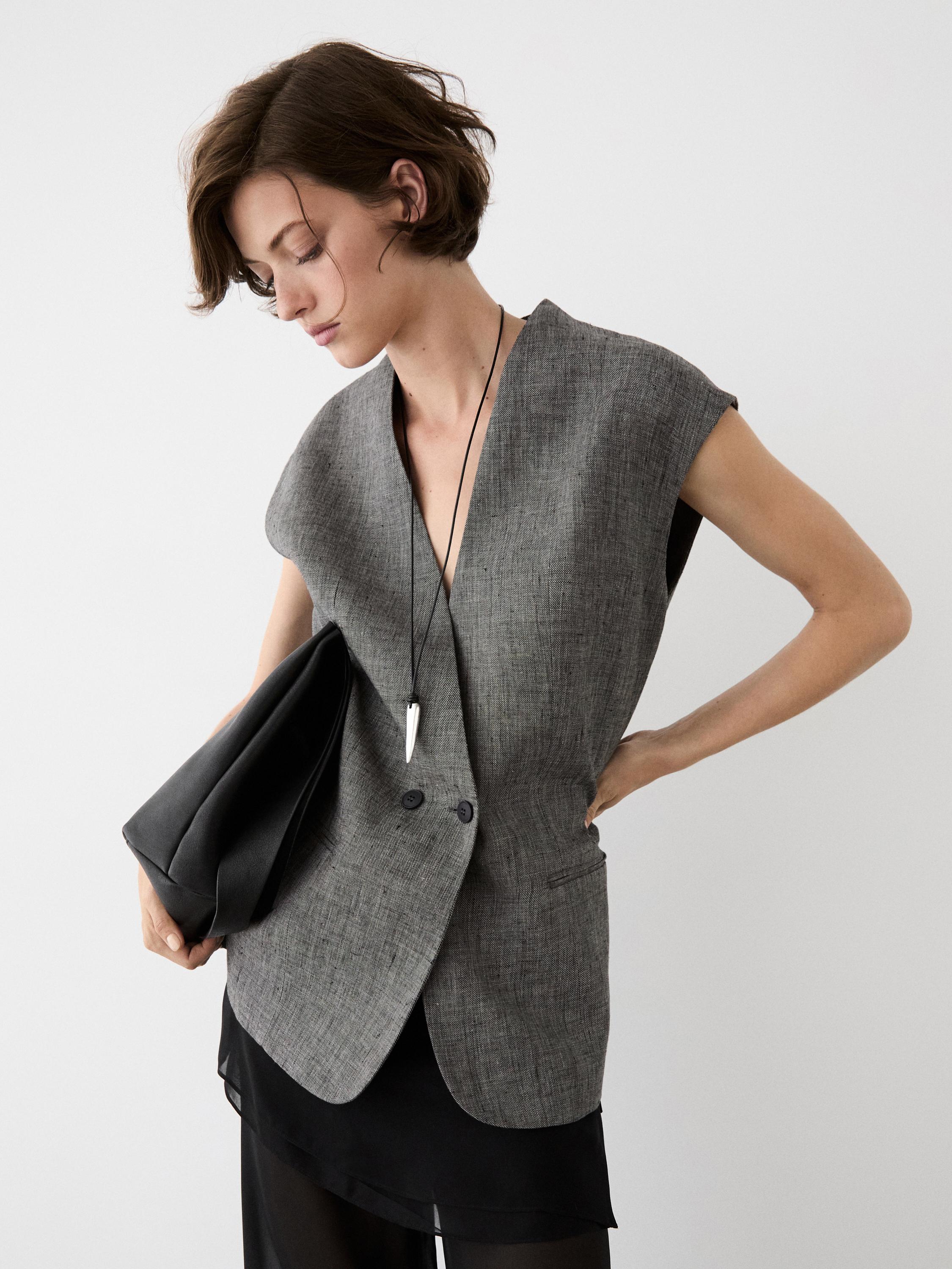 Gilet à épaules marquées en lin