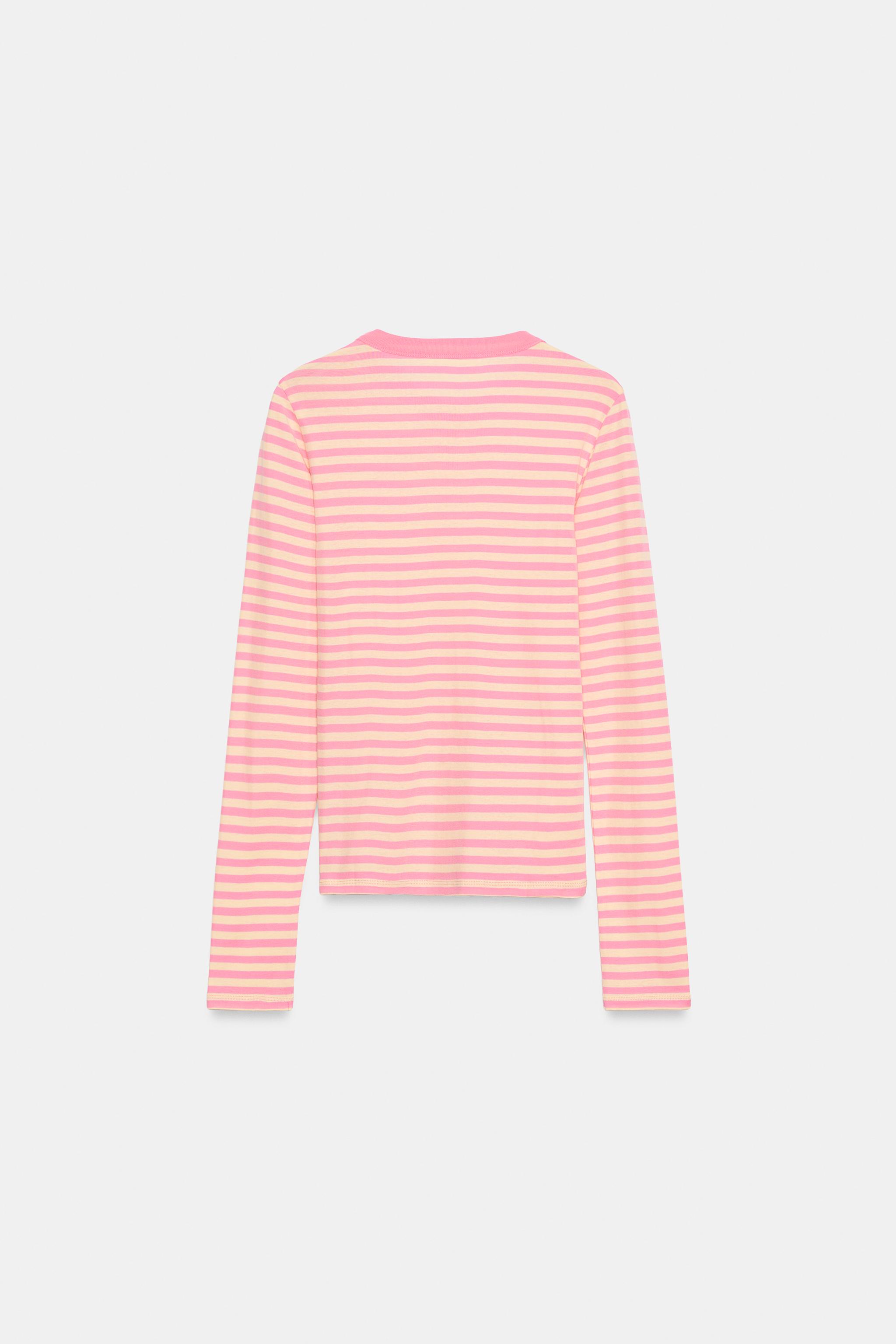 STRIPED BUTTON-UP T-SHIRT