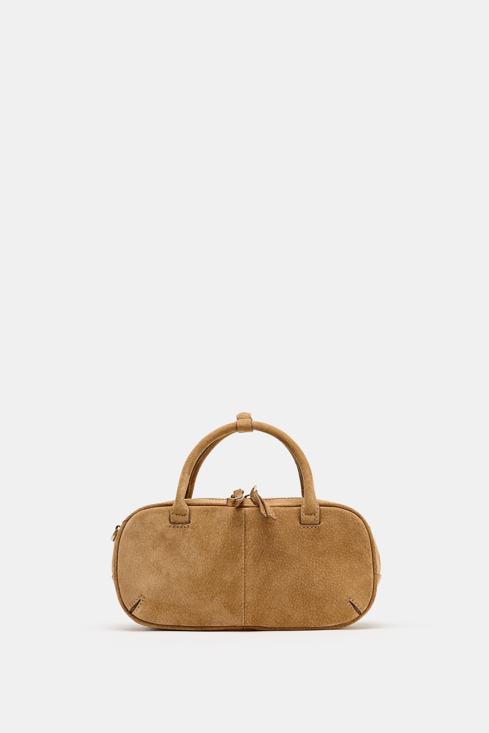 MINI SPLIT SUEDE BOWLING BAG - Brown | ZARA Australia