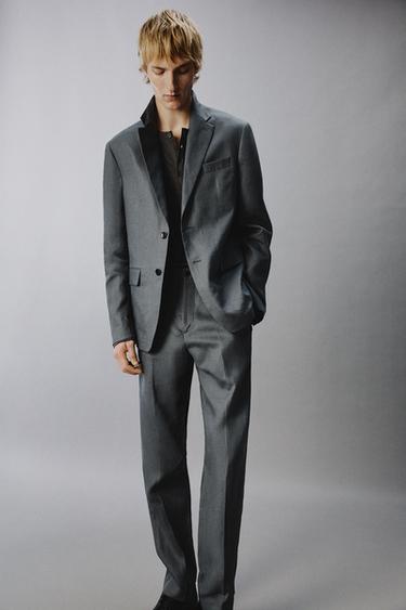 100% LINEN SUIT BLAZER - Blue / Grey by Zara - Image 6