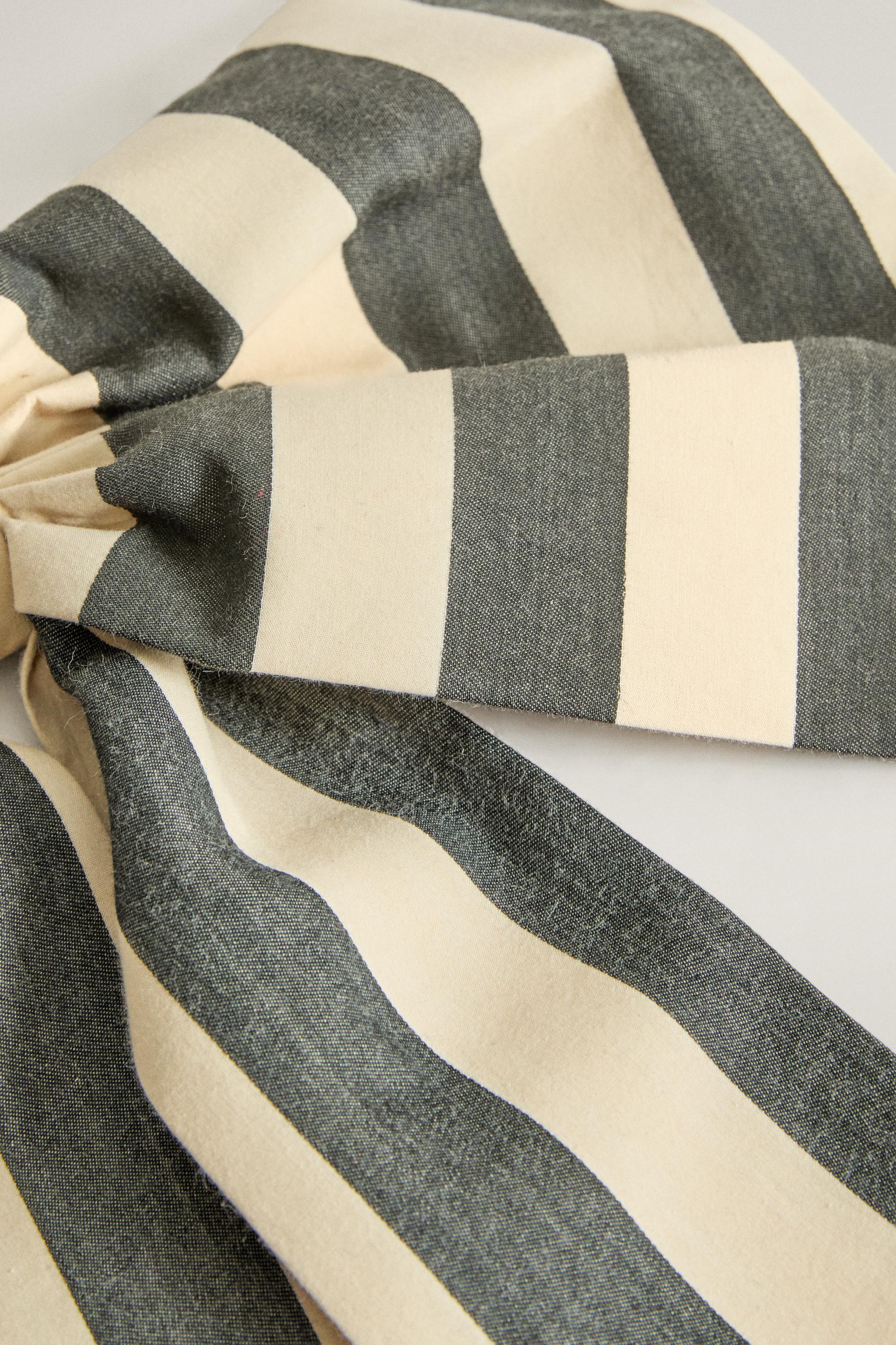 STRIPED COTTON BOW CHRISTMAS ORNAMENT
