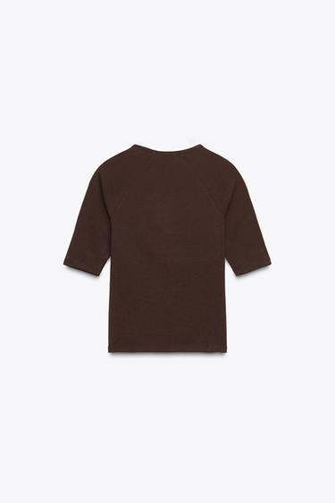 Zara SOFT TOUCH T-SHIRT - Brown