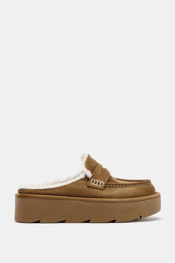 MOCASÍN DESTALONADO PLATAFORMA - Marrón de Zara - Imagen 0