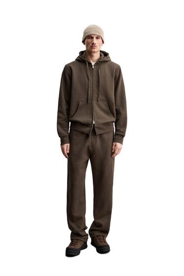PANTALON JOGGER HEAVYWEIGHT REGULAR FIT - Chocolat de Zara