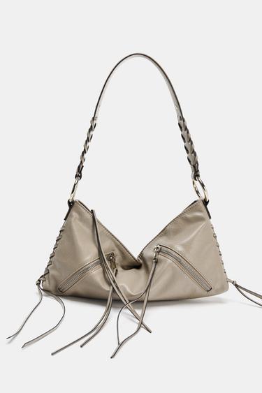 BOLSO DE HOMBRO CREMALLERAS - Gris de Zara