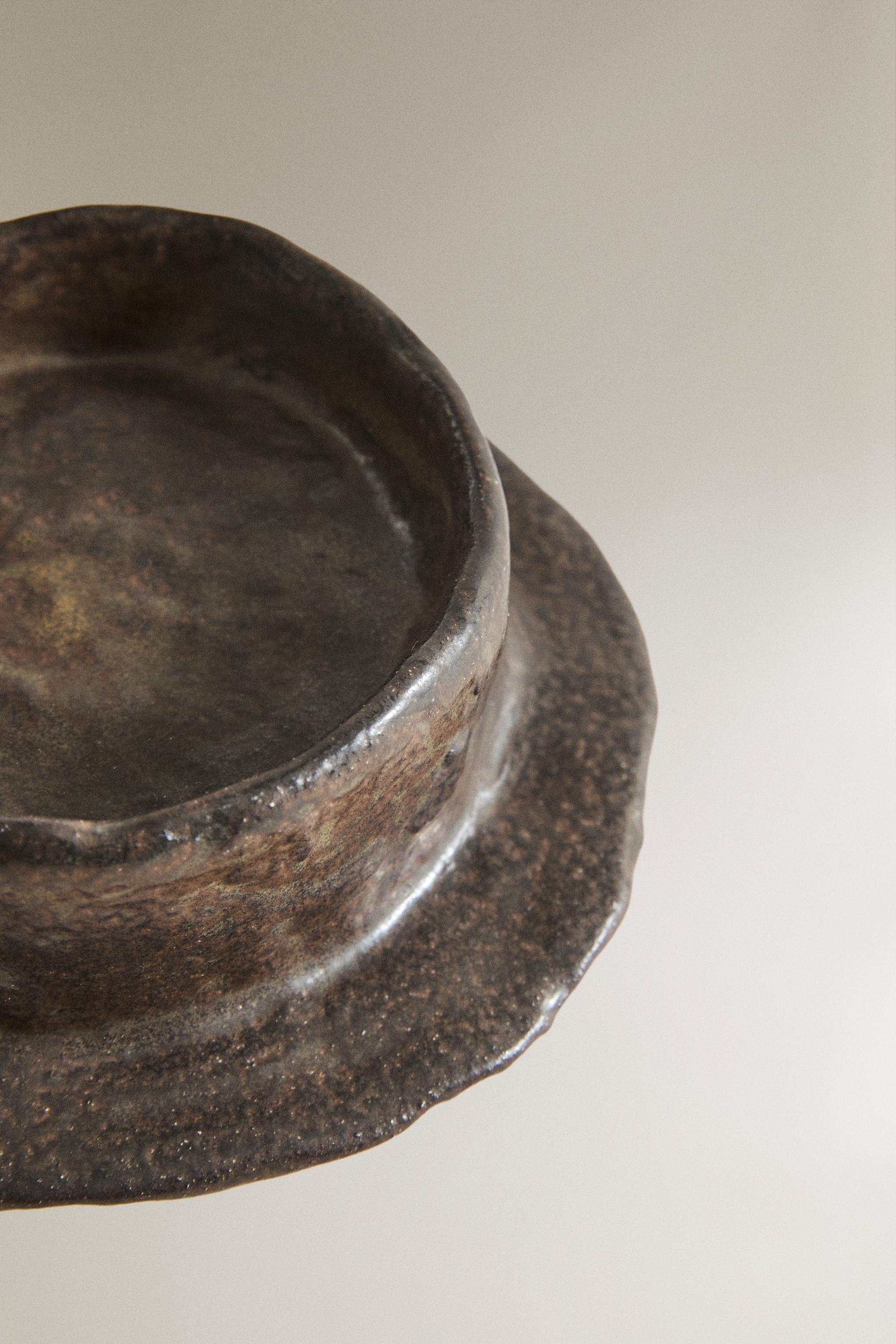 IRREGULAR STONEWARE CANDLESTICK