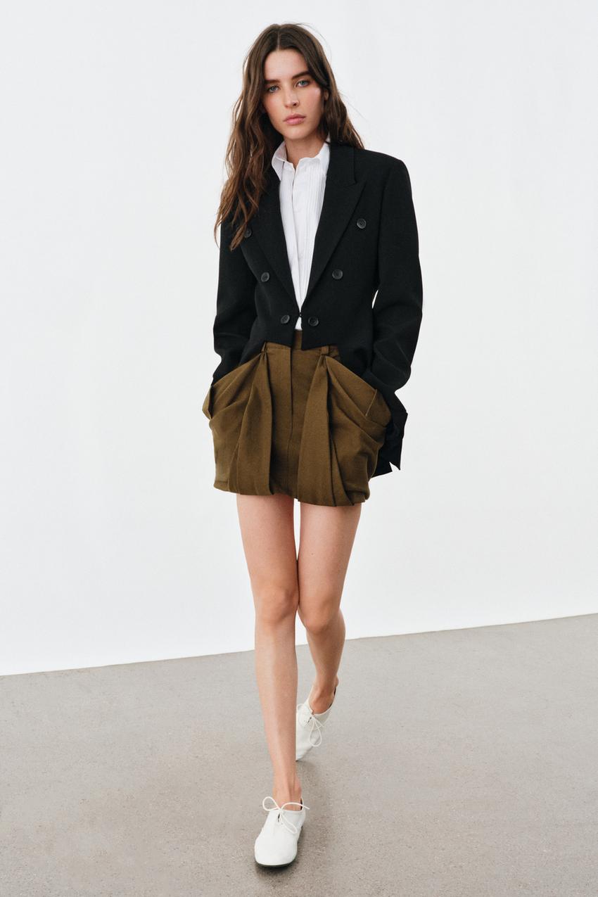 black prom dresses with gloves Miss Circle Delia White Blazer Dress with Pleated Detail XXS