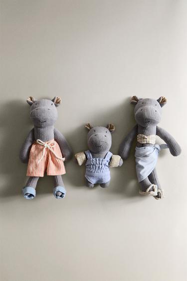 CHILDREN'S SOFT TOY SET WITH HIPPOPOTAMUS FAMILY (SET OF 3) - Multicoloured by Zara - Image 0