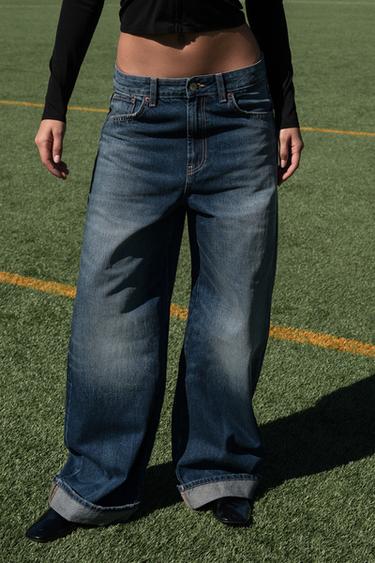 JEANS BAGGY FOLDED TRF TIRO MEDIO - Marino de Zara