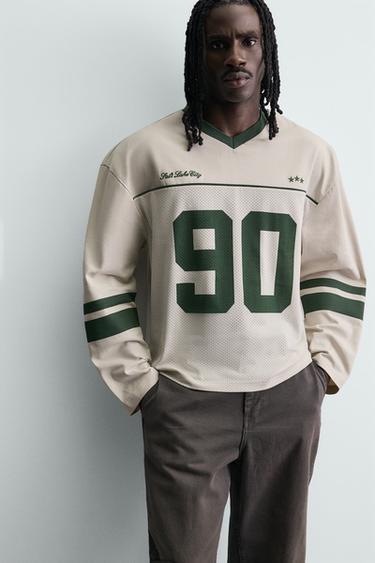 AMERICAN FOOTBALL PRINT T-SHIRT - Stone by Zara - Image 5