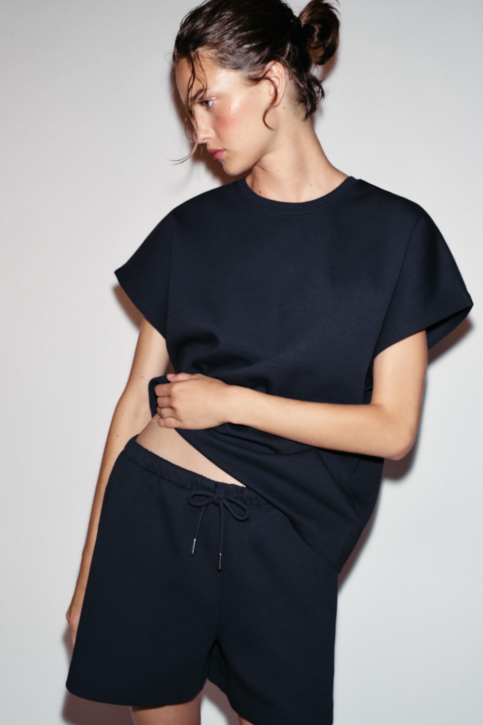SHORT SLEEVE INTERLOCK T-SHIRT — Navy blue