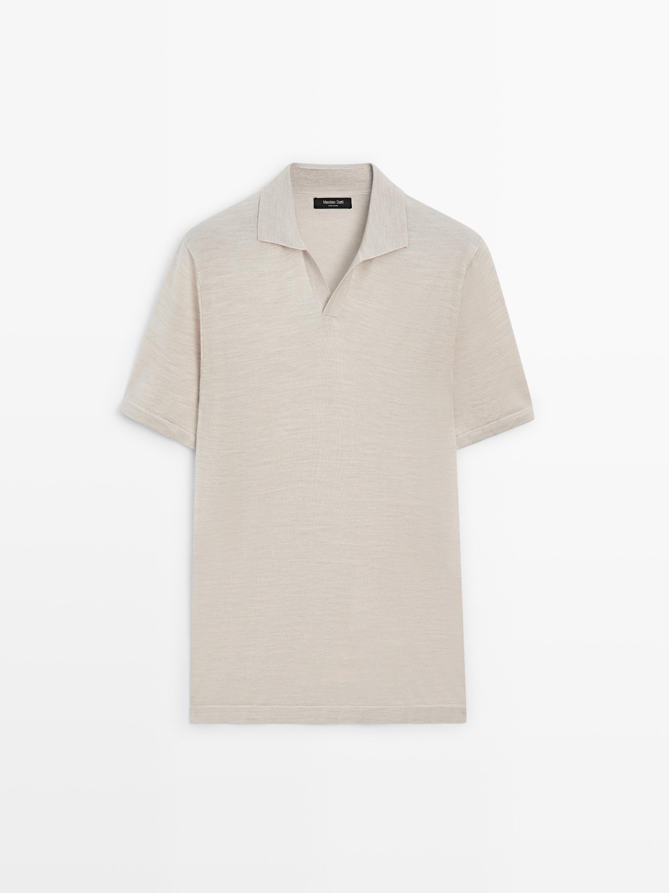 Knit V-neck polo shirt