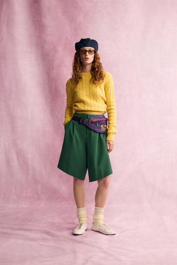 OVERSIZE CABLE-KNIT JUMPER FRUIT OF THE LOOM™ - Yellow by Zara - Image 0