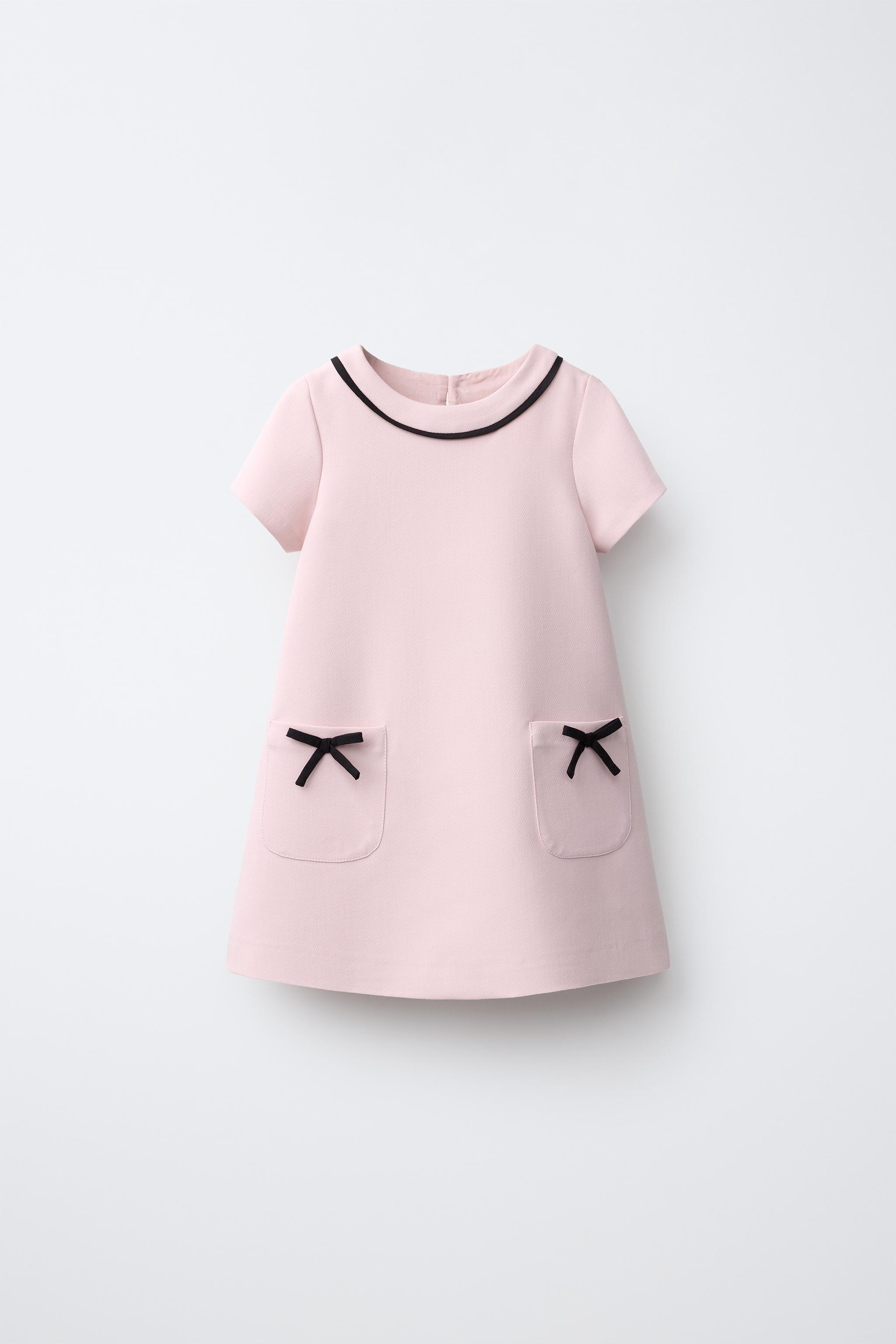 Детские платья Zara CONTRAST PIPING AND BOW DRESS — фото 2