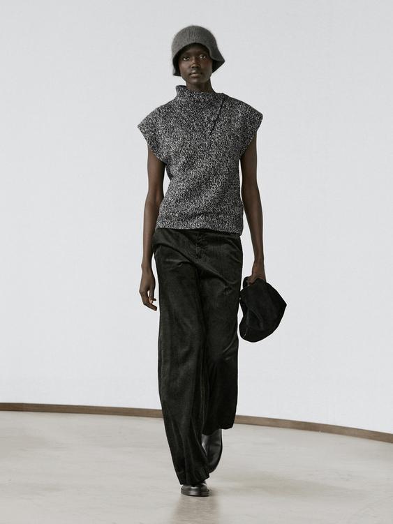 Mouliné knit vest with collar detail from Zara - $130