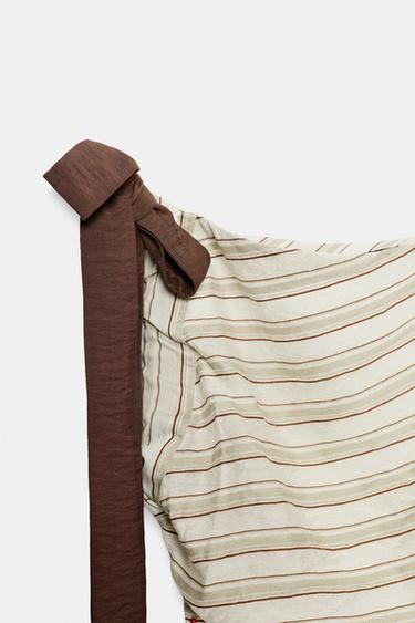 TOP À RAYURES ET NŒUD - Écru / Marron de Zara - Image 8