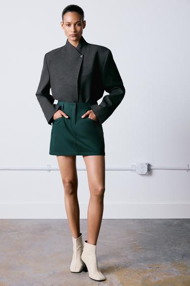 FALDA MINI SARGA ZW COLLECTION - Verde azul de Zara